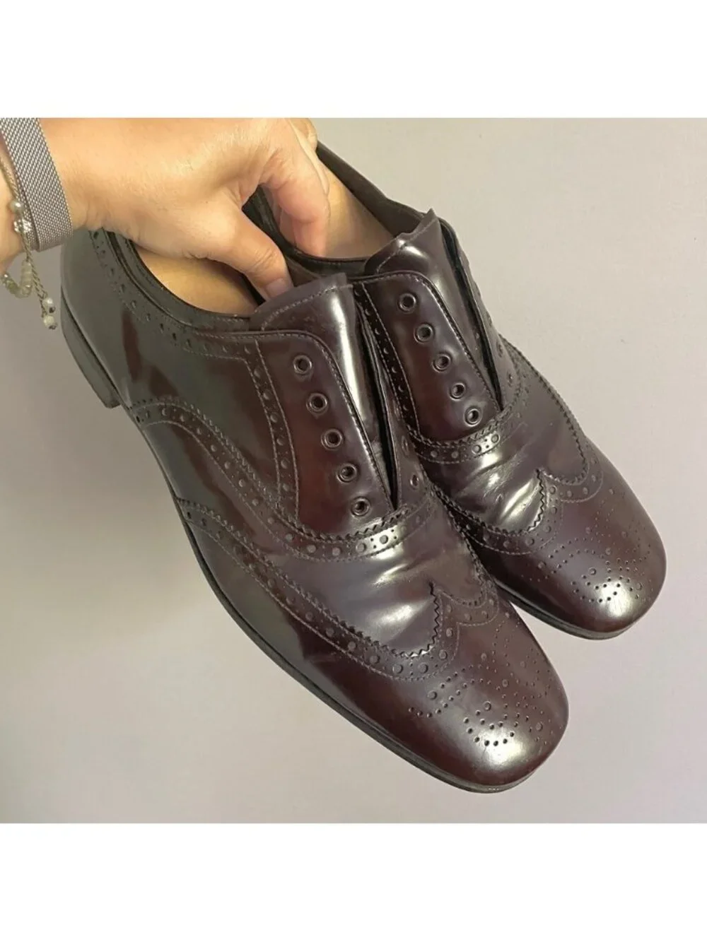Prada Brown Leather Wingtip Brogues Dress Shoes - 9.5 🇮🇹